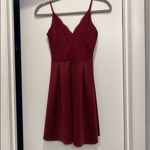 Red lace top homecoming dress